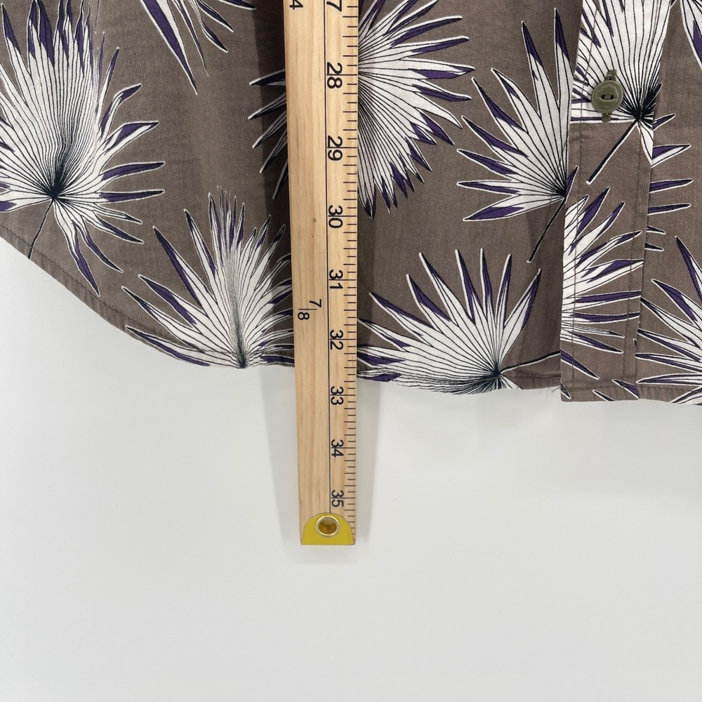 RVCA Mens XXL Slim Fit Short Sleeve Button Up Shirt Tropical Leaf Print Brown - Picture 10 of 11